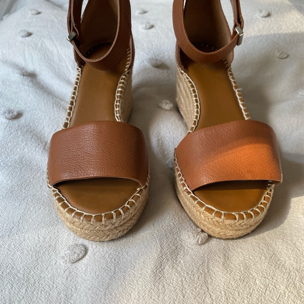 Franco Sarto Brown Espadrille Wedge Sandals (worn twice) - size 8.5